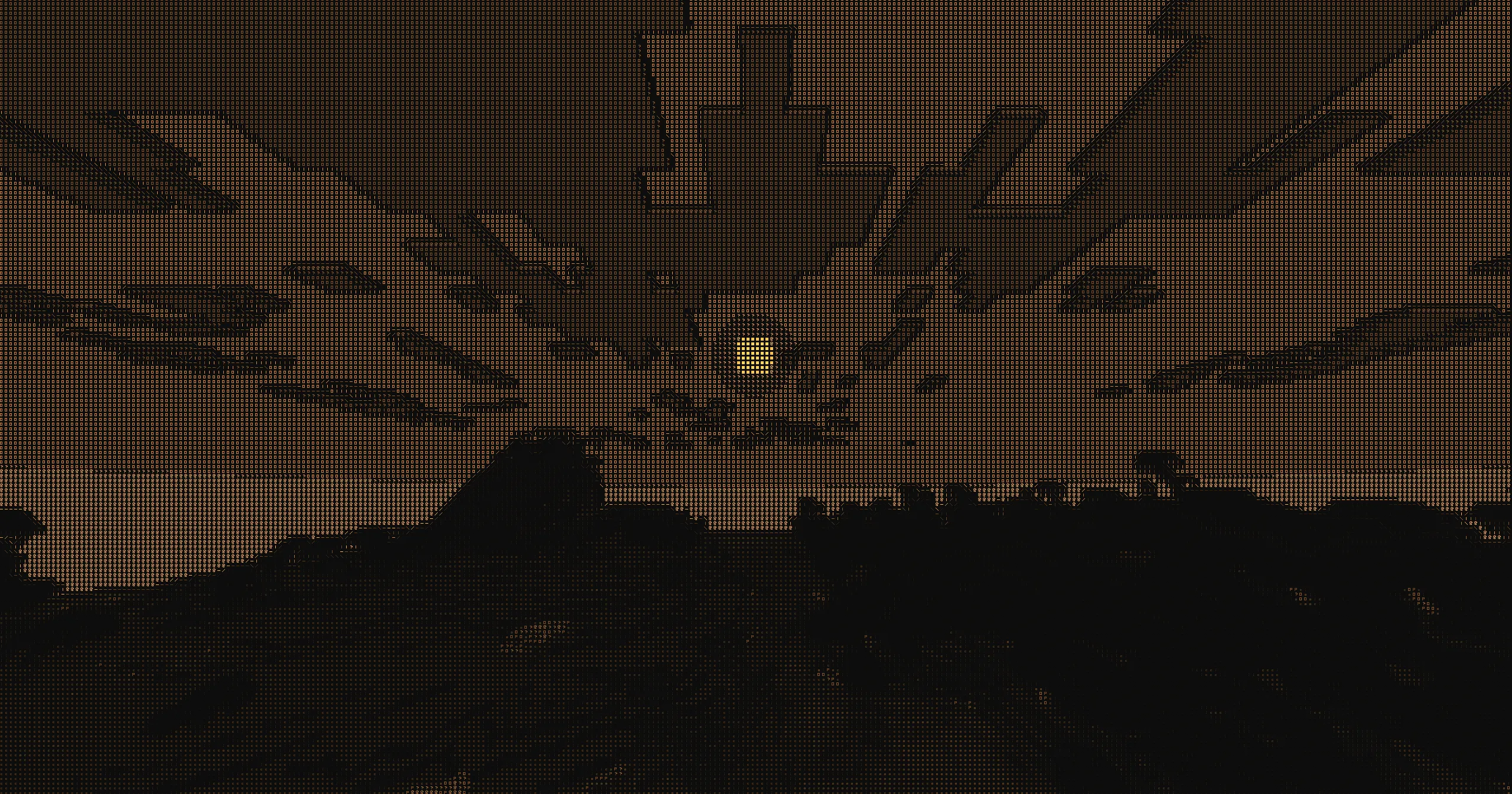 ASCII шейдер: Восход солнца с деревянным профилем.