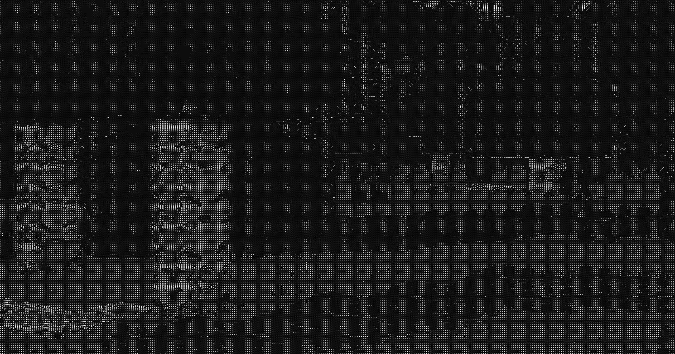 Березовый лес с чистым белым профилем, освещенный ASCII-шейдером.