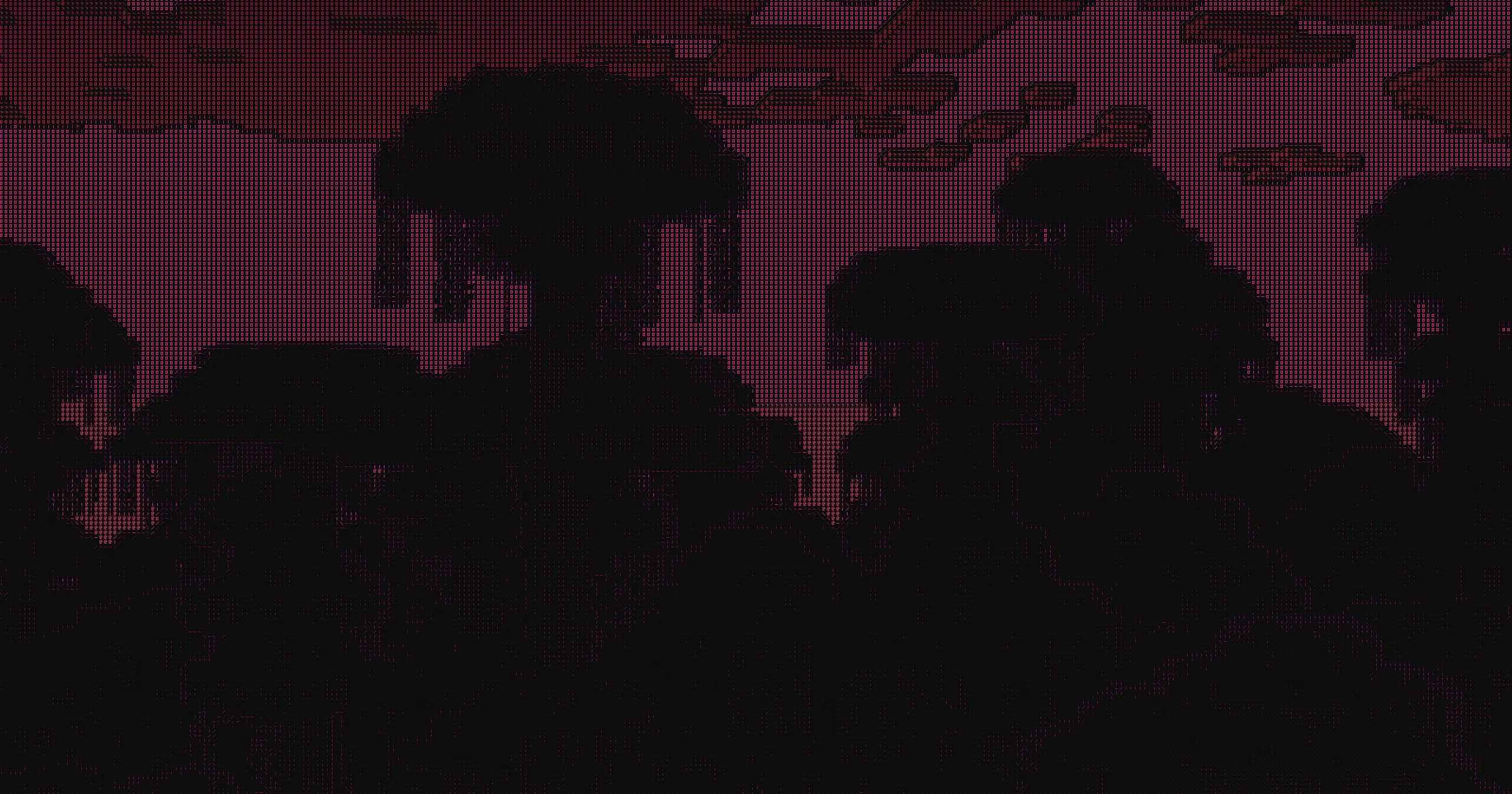 ASCII-шейдер в джунглях с неоновым профилем.