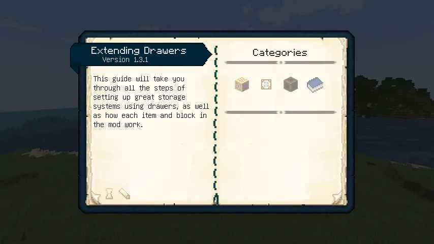 Гайд-бук с описанием механик мода Extended Drawers.