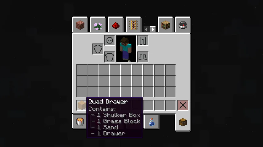 Отображение содержимого ящиков во всплывающих подсказках инвентаря в моде Extended Drawers.