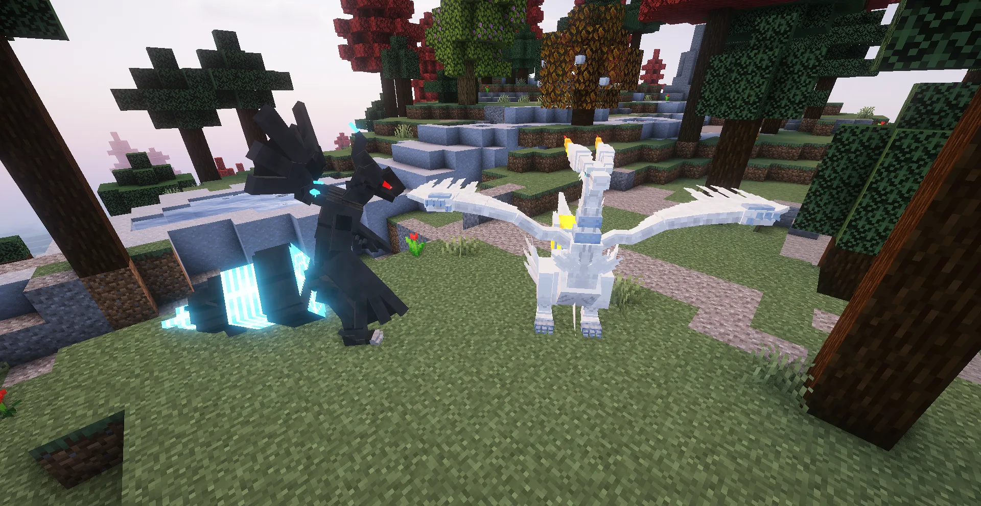 Зекром и Реширам из мода Cobblemon.