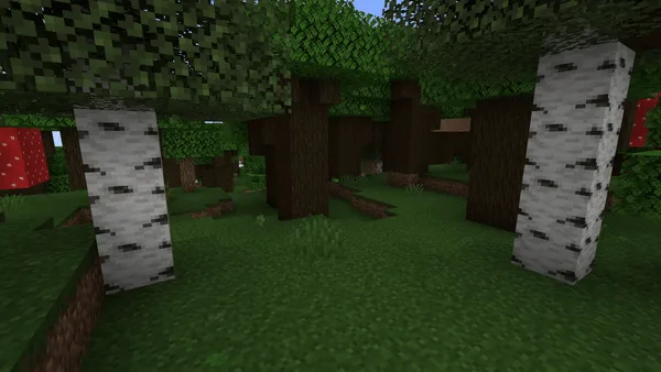 Падающие листья в Minecraft.