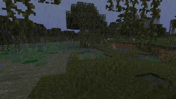 Круги на воде от дождя в Minecraft.