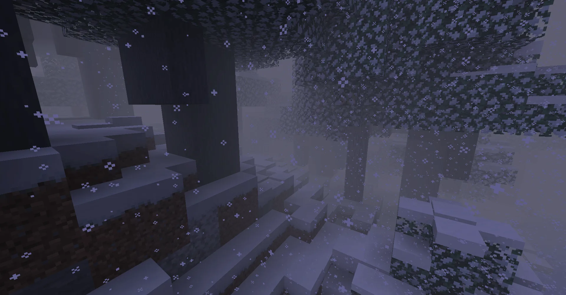 Заснеженный темный лес в стиле Primal Winter.