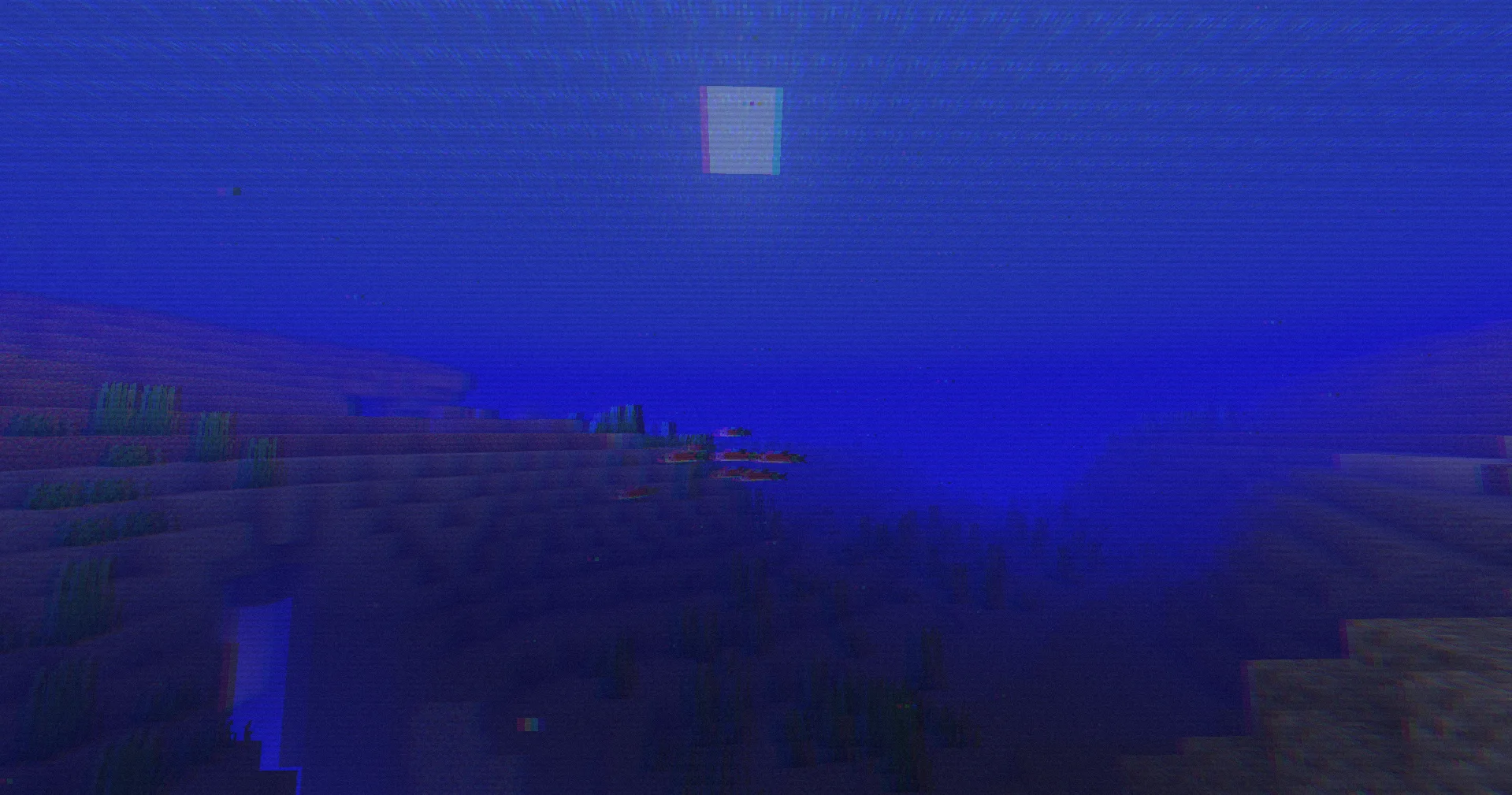 Ретро-стиль подводного мира в Minecraft.