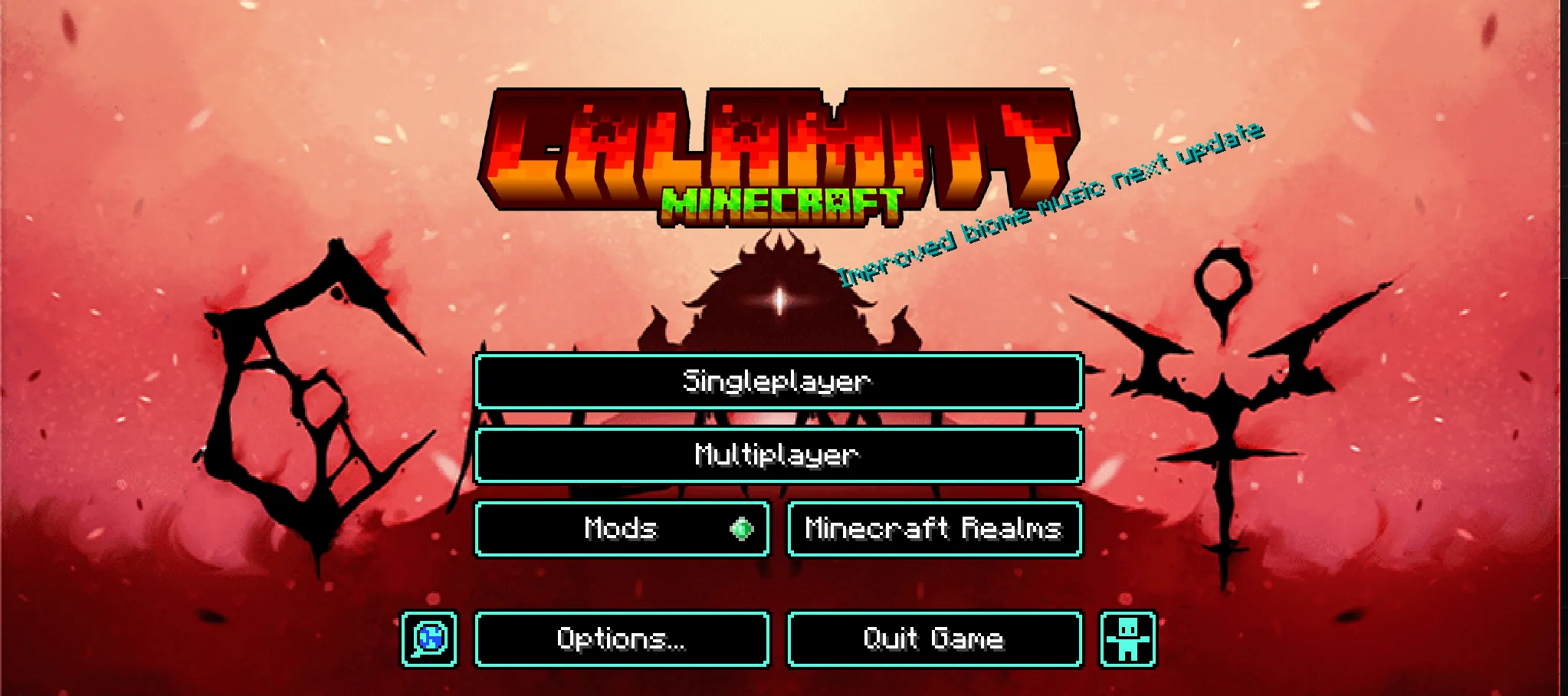 Обновленный главный экран меню мода Minecraft Calamity