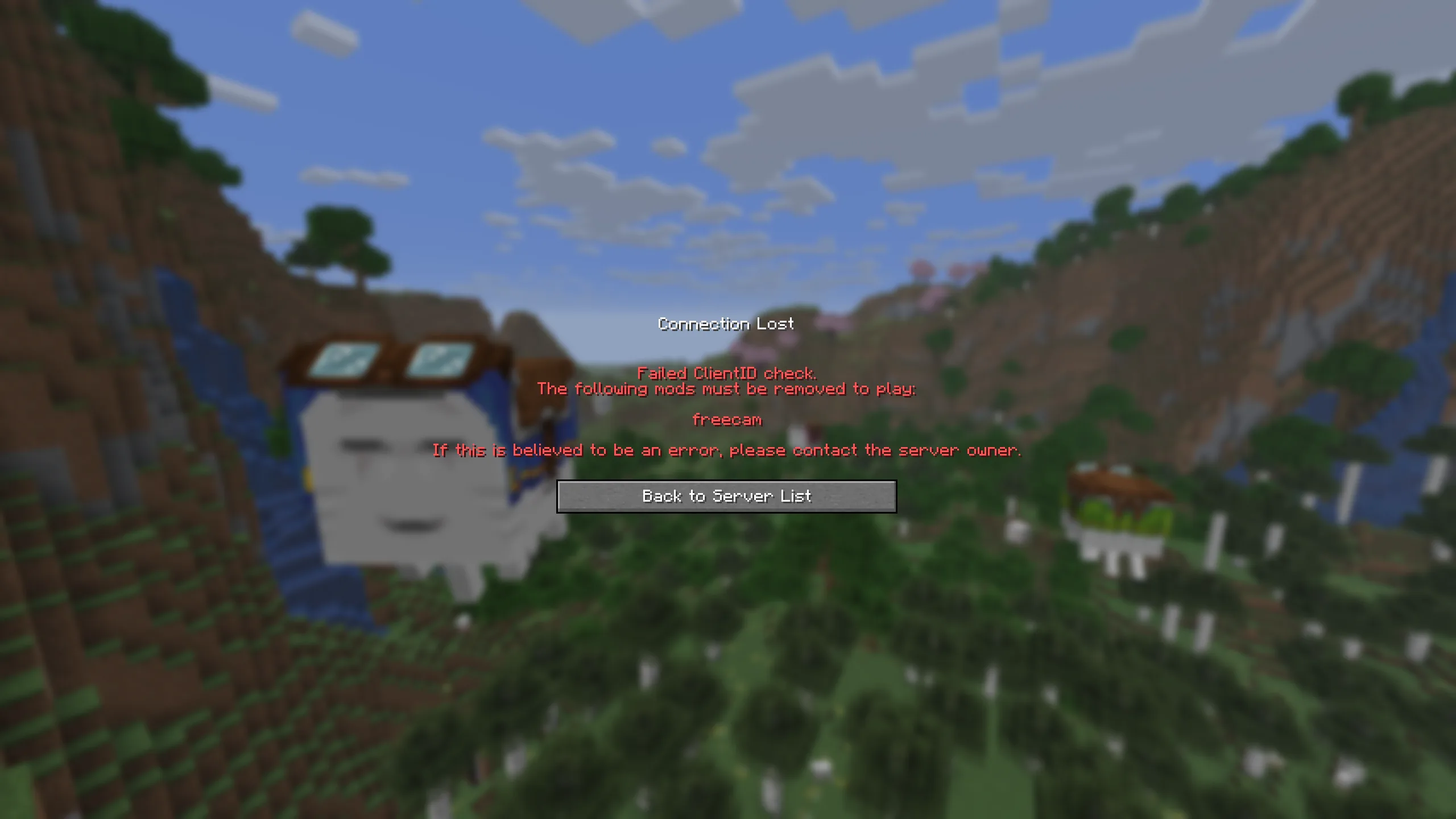 Экран ошибки ClientID: обнаружен запрещенный мод