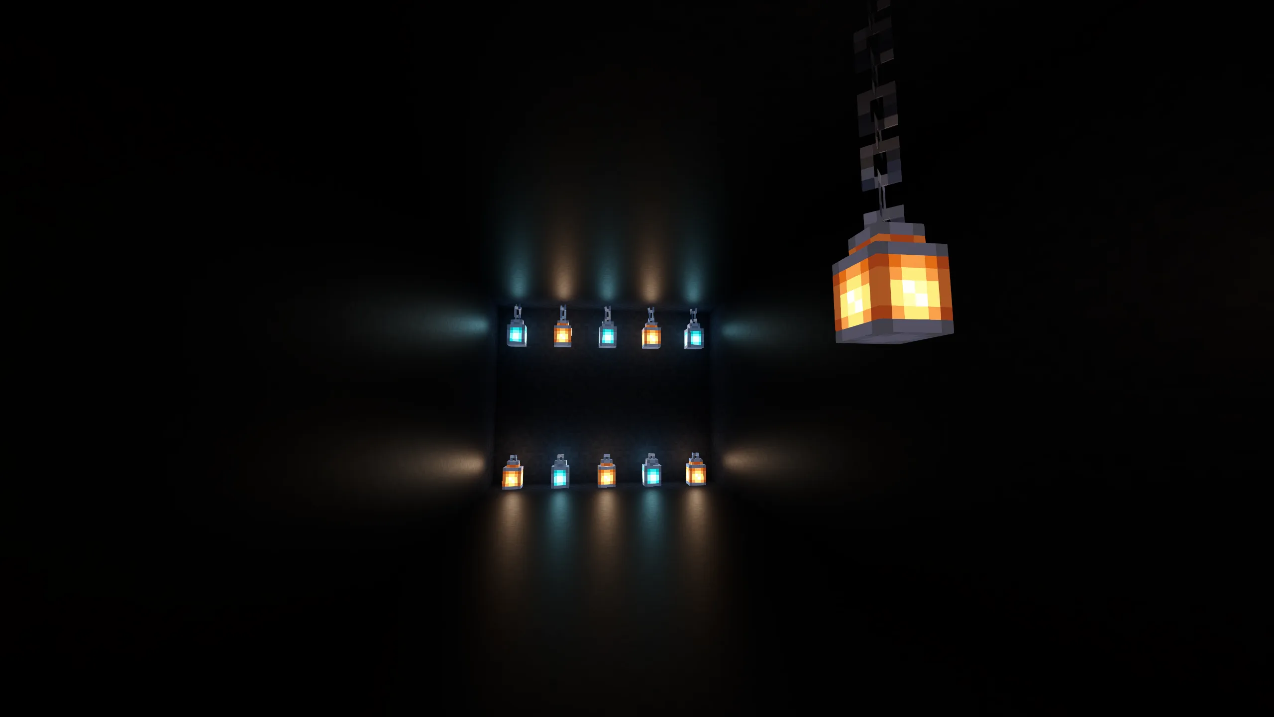 Разноцветный блочный свет с BRDF отражениями.