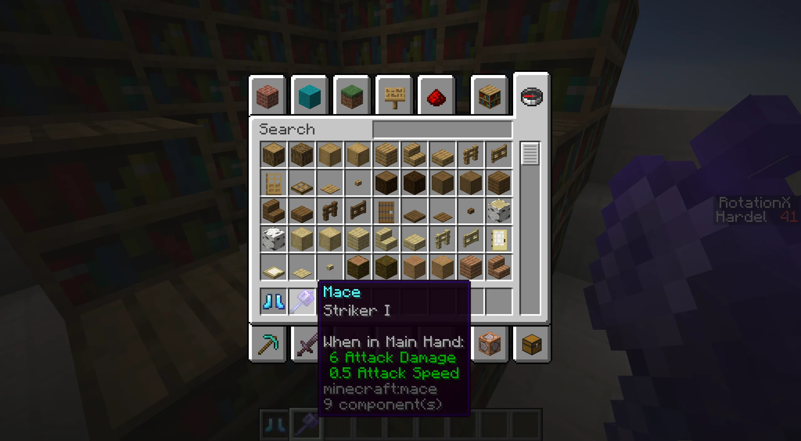 Скриншот с демонстрацией зачарований для булавы из мода Neo Enchant+.