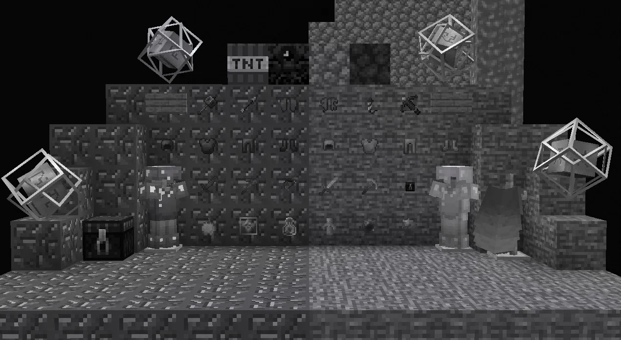 Скриншот PvP-сражения с использованием кристаллов в Minecraft.