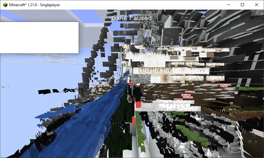 Пользователь с шейдером рядом с водопадом на горе.