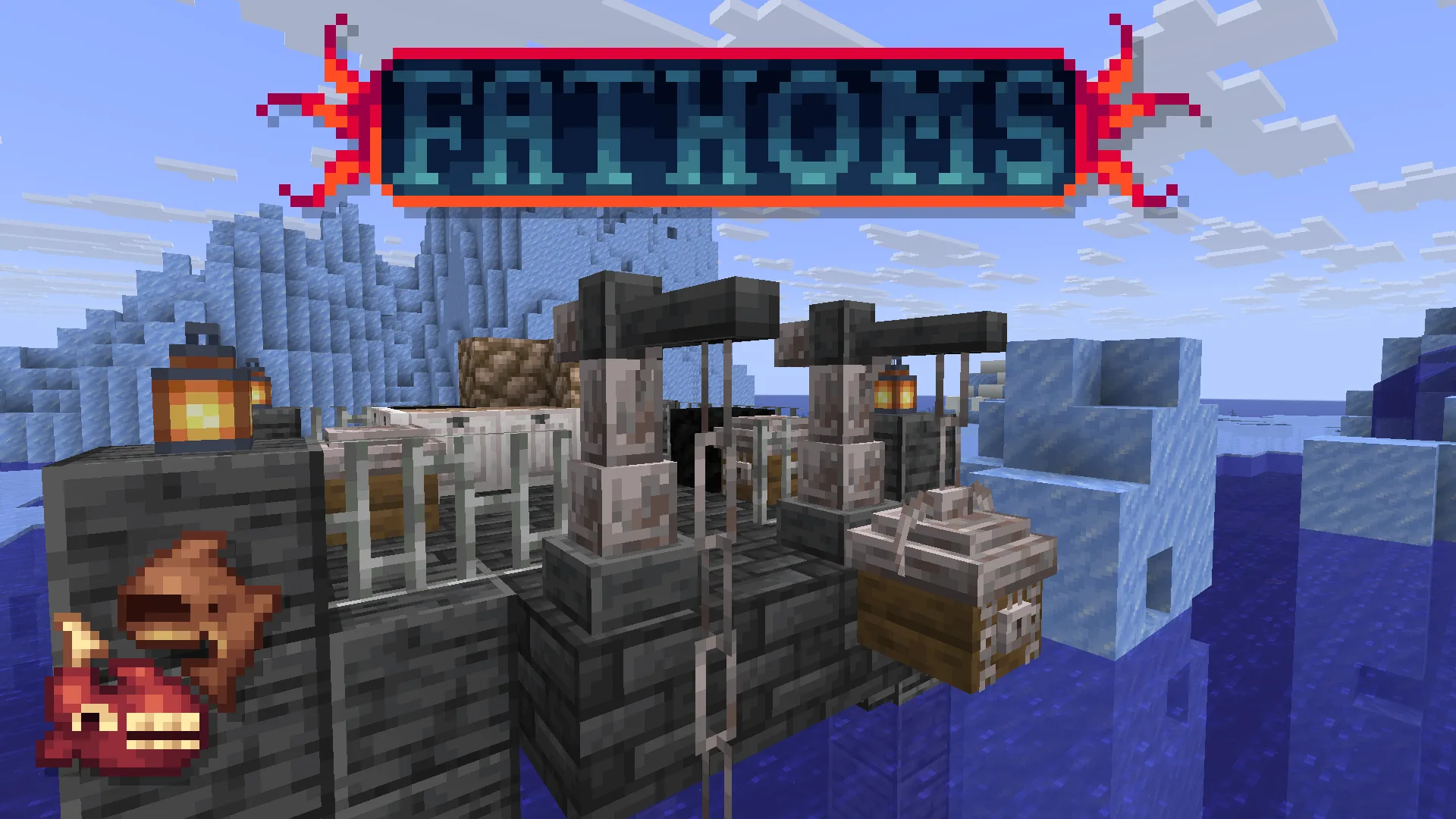 Платформа с механизмами для добычи сокровищ со дна в моде Fathoms