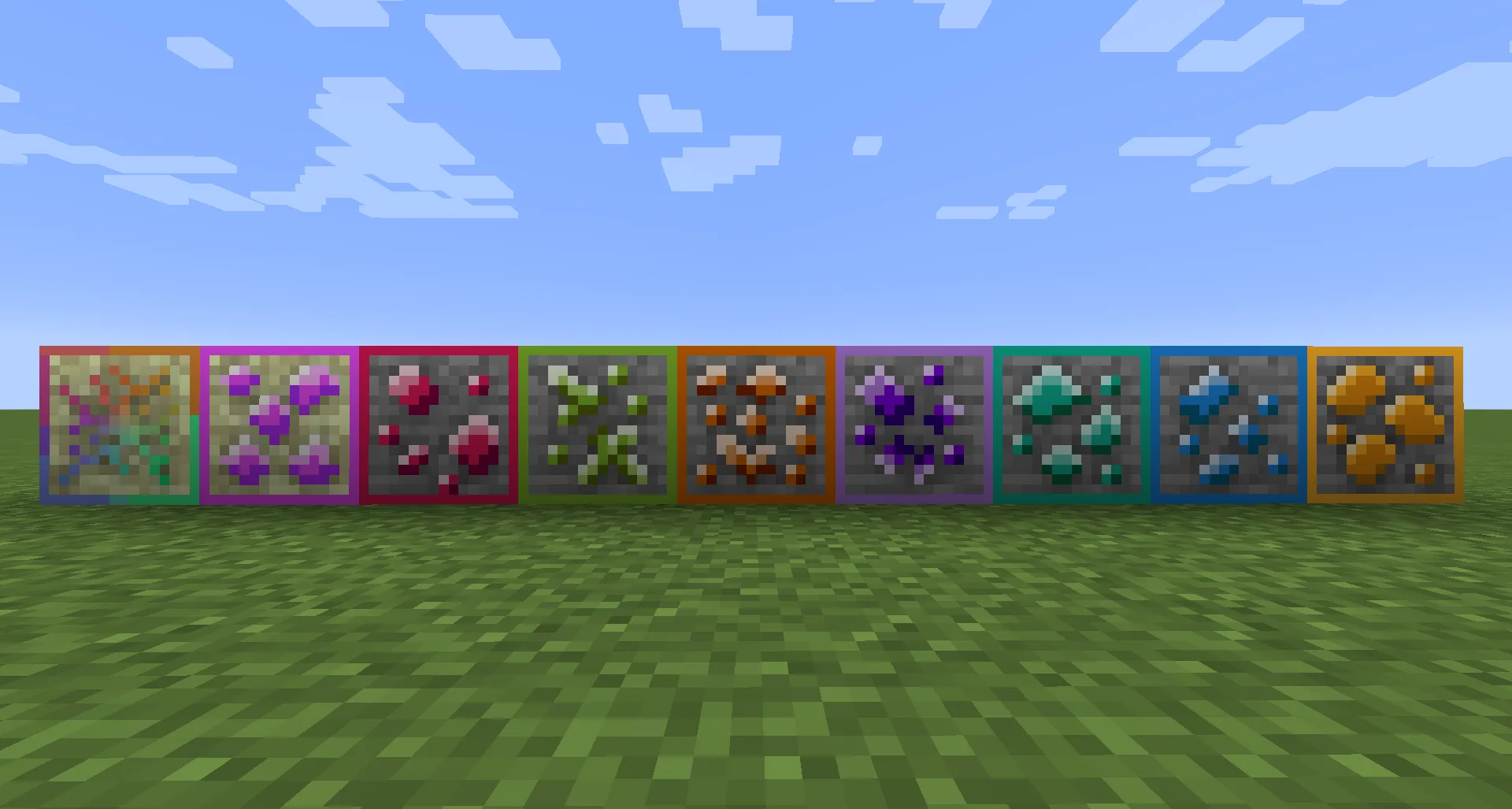 Сетка руд из мода Biomes O' Plenty в Minecraft.