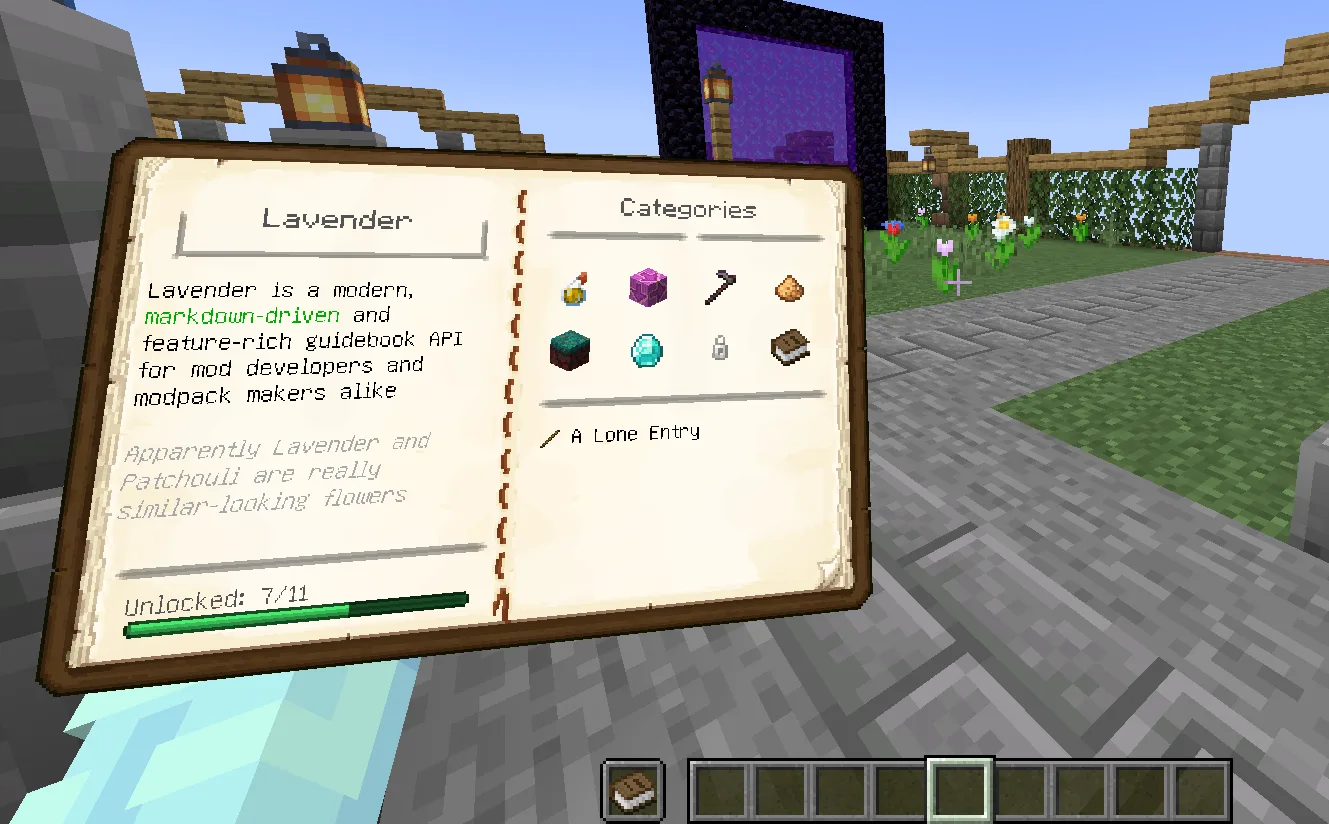 Игрок держит книгу Lavender в левой руке.