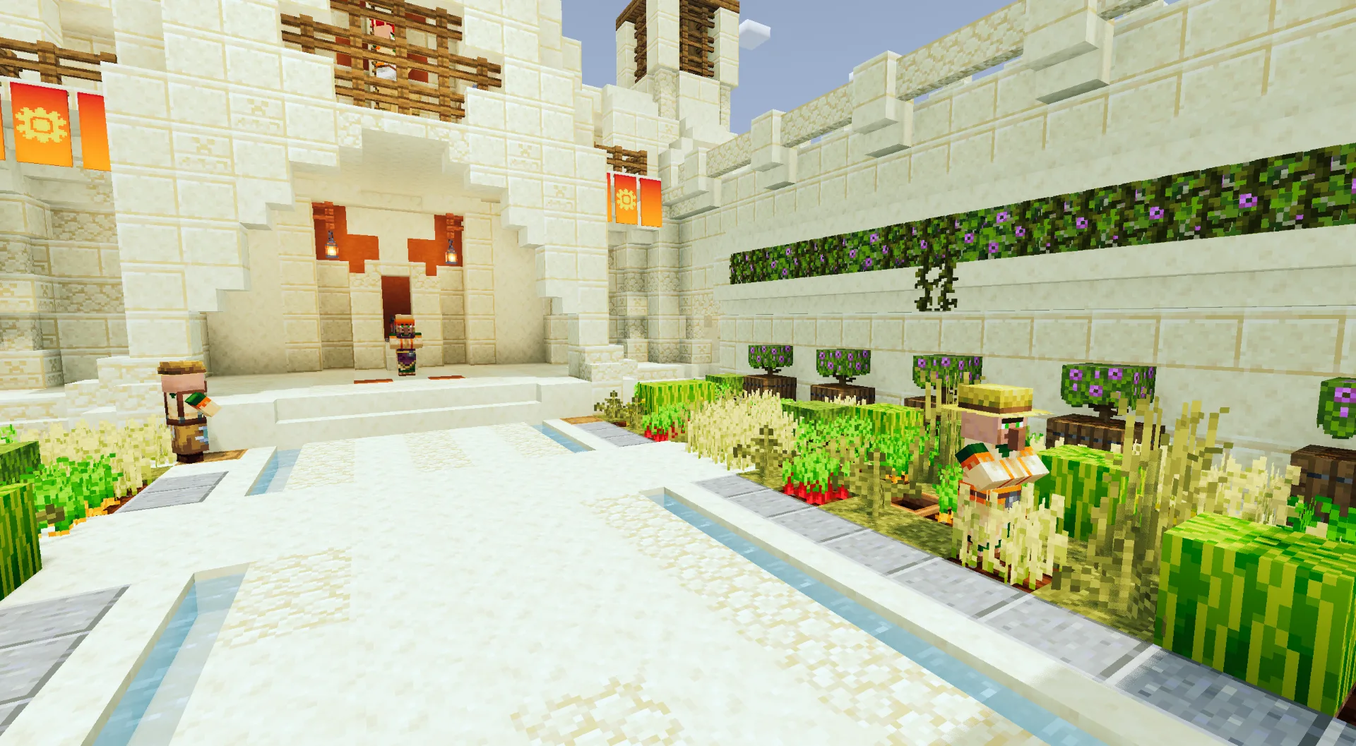 Интерьер песчаникового здания с фермерами, сгенерировано с помощью Terralith.