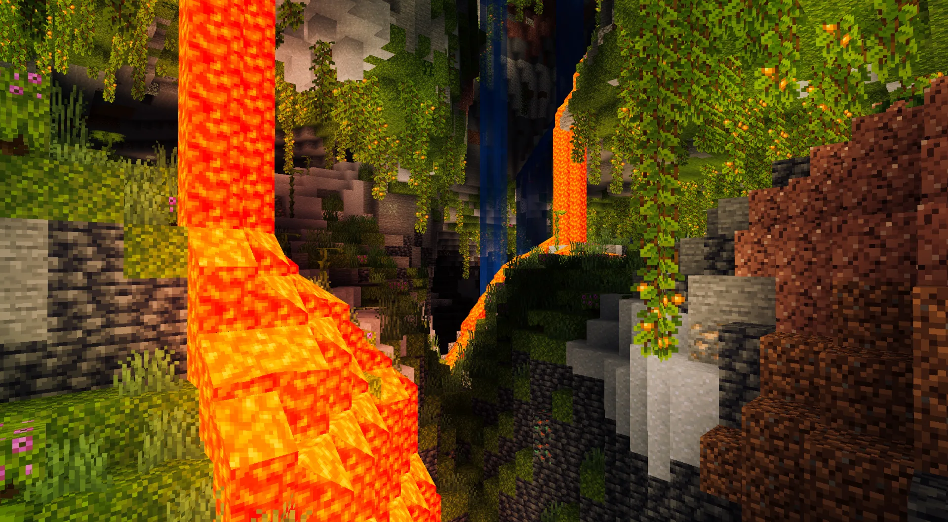 Пиксельная карта лавы в пышной пещере.