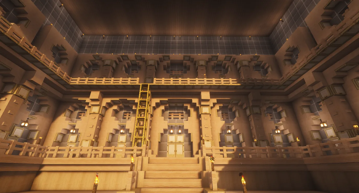 Подземная база с использованием ресурс-пака DzighLite и шейдеров Complementary Reimagined.