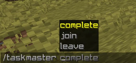 Список команд мода Task-Master в чате Minecraft.