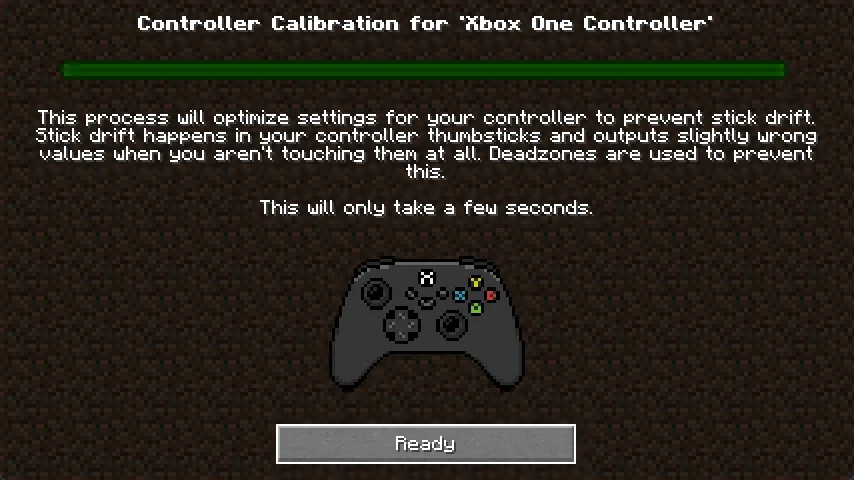 Окно настроек Controlify с функцией автоматической калибровки мертвых зон контроллера.