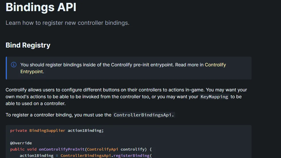 Логотип мода Controlify и иконка документации API для разработчиков.