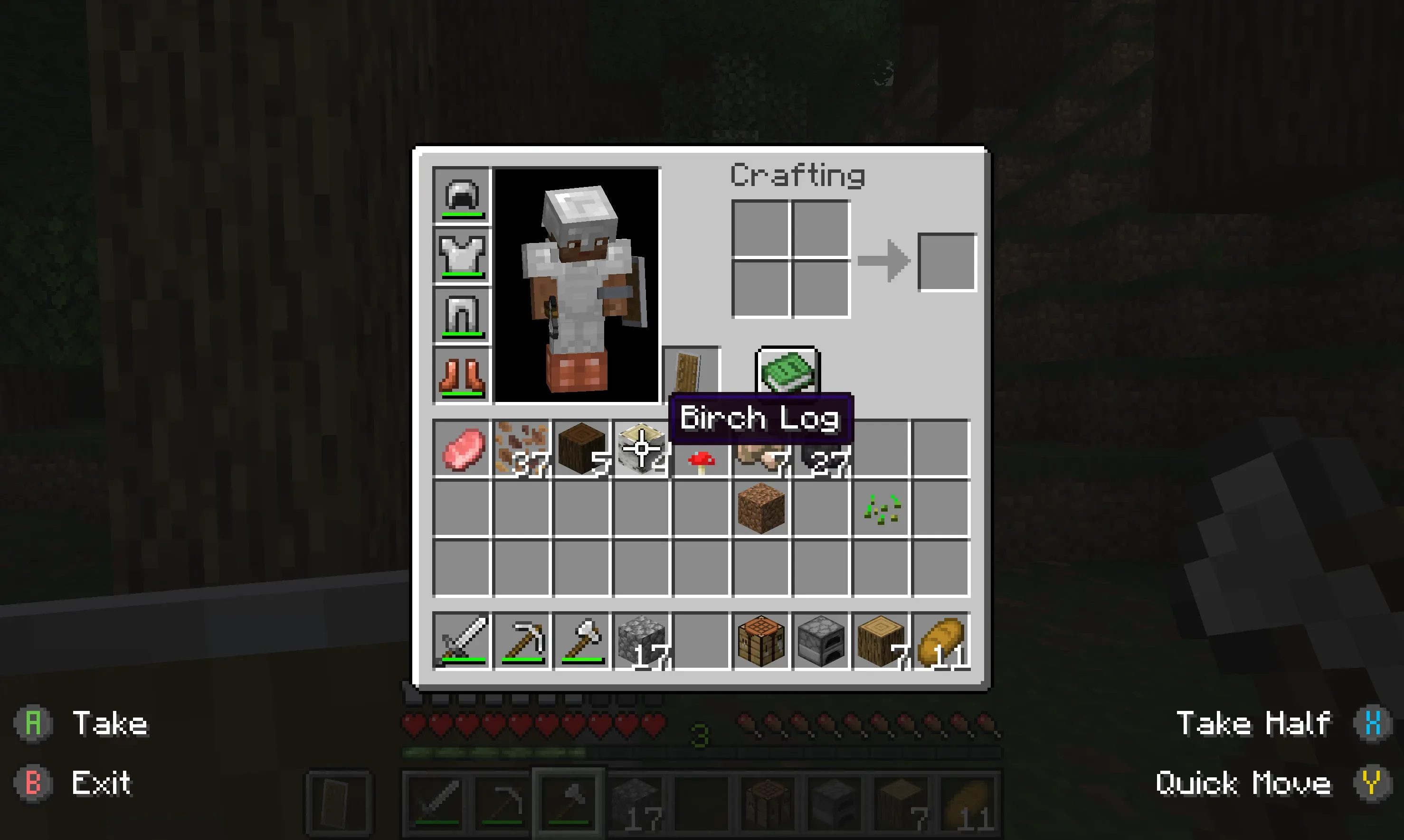 Интерфейс инвентаря в Minecraft, управляемый с помощью контроллера через мод Controlify.