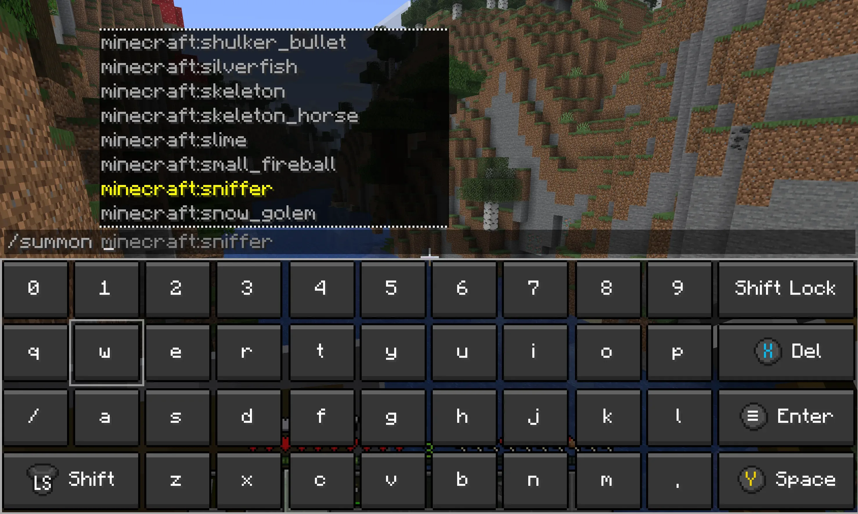 Виртуальная клавиатура для ввода текста и команд в Minecraft через мод Controlify.