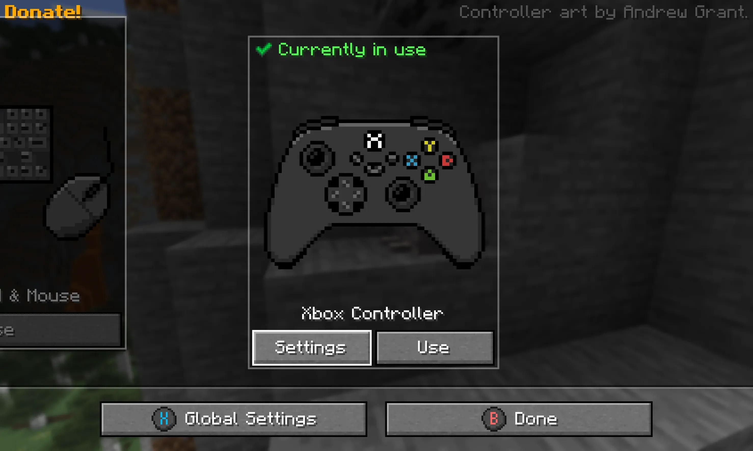 Экран выбора контроллера в виде карусели в моде Controlify.