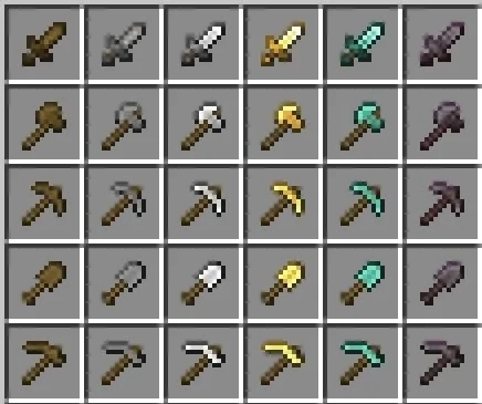 Полный набор инструментов из ресурс-пака Dark’s Tiny Tools
