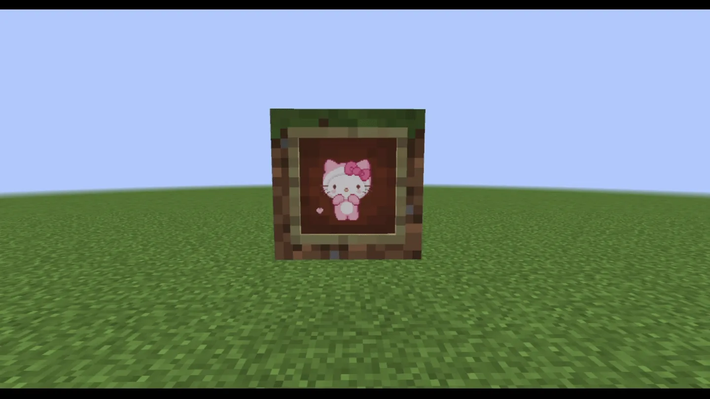 Анимированный тотем Hello Kitty в Minecraft.