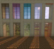 Вид всех вариантов жалюзи из мода Beautify: Refabricated, включая закрытые и открытые модели.