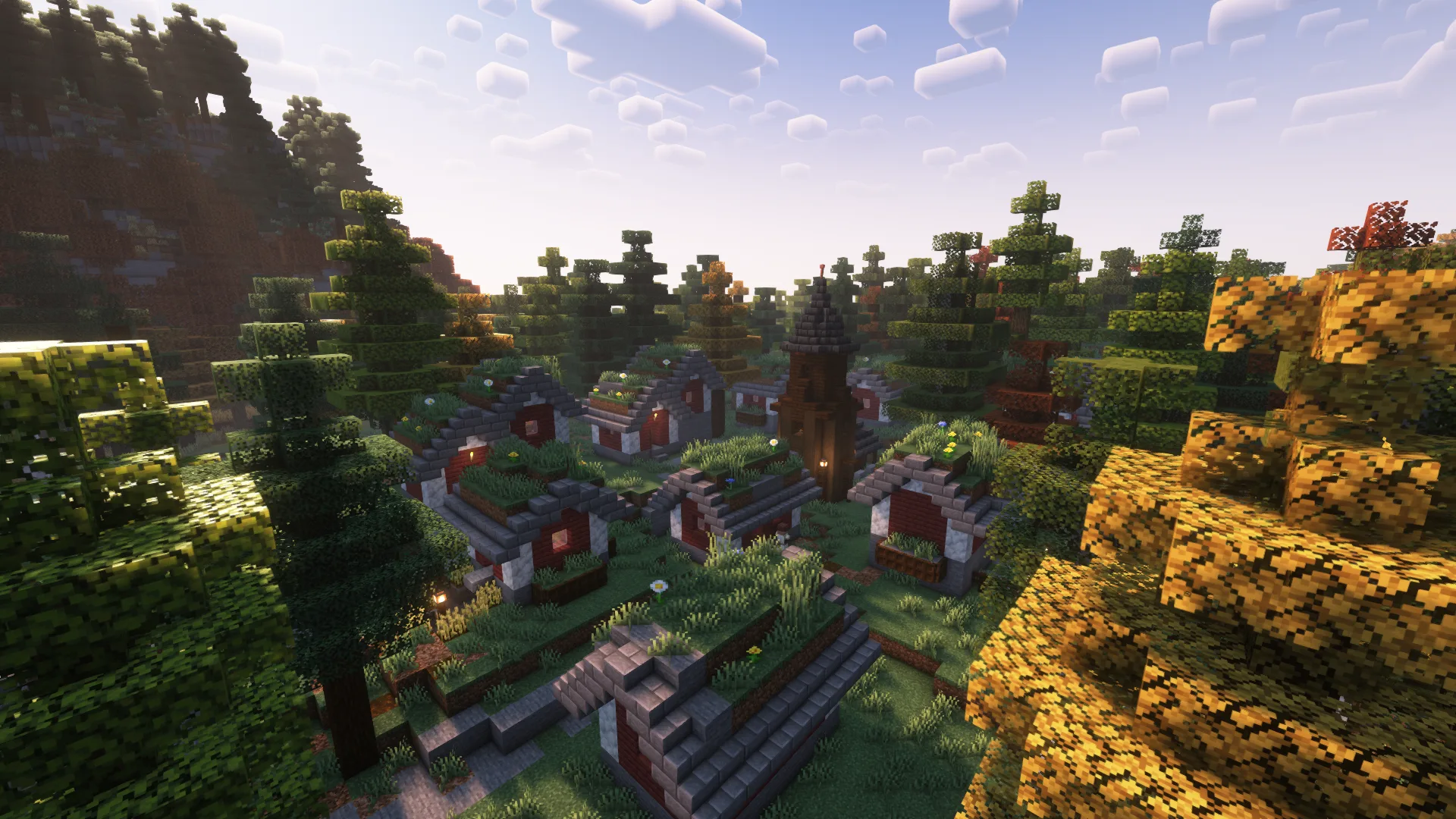 Небольшая шведская деревня из мода Towns and Towers в окружении природы.