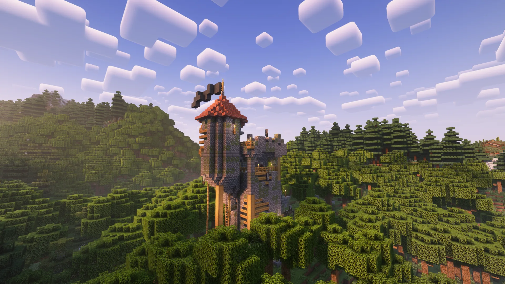 Заброшенная лесная крепость, захваченная разбойниками в моде Towns and Towers.