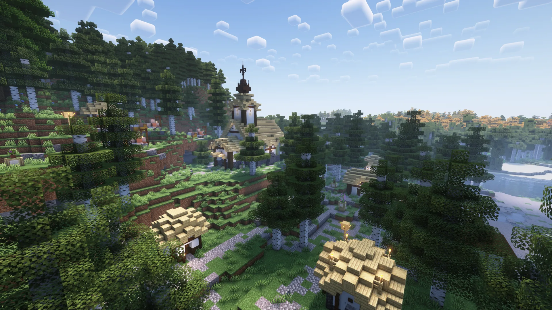 Деревня в березовом лесу из мода Towns and Towers.