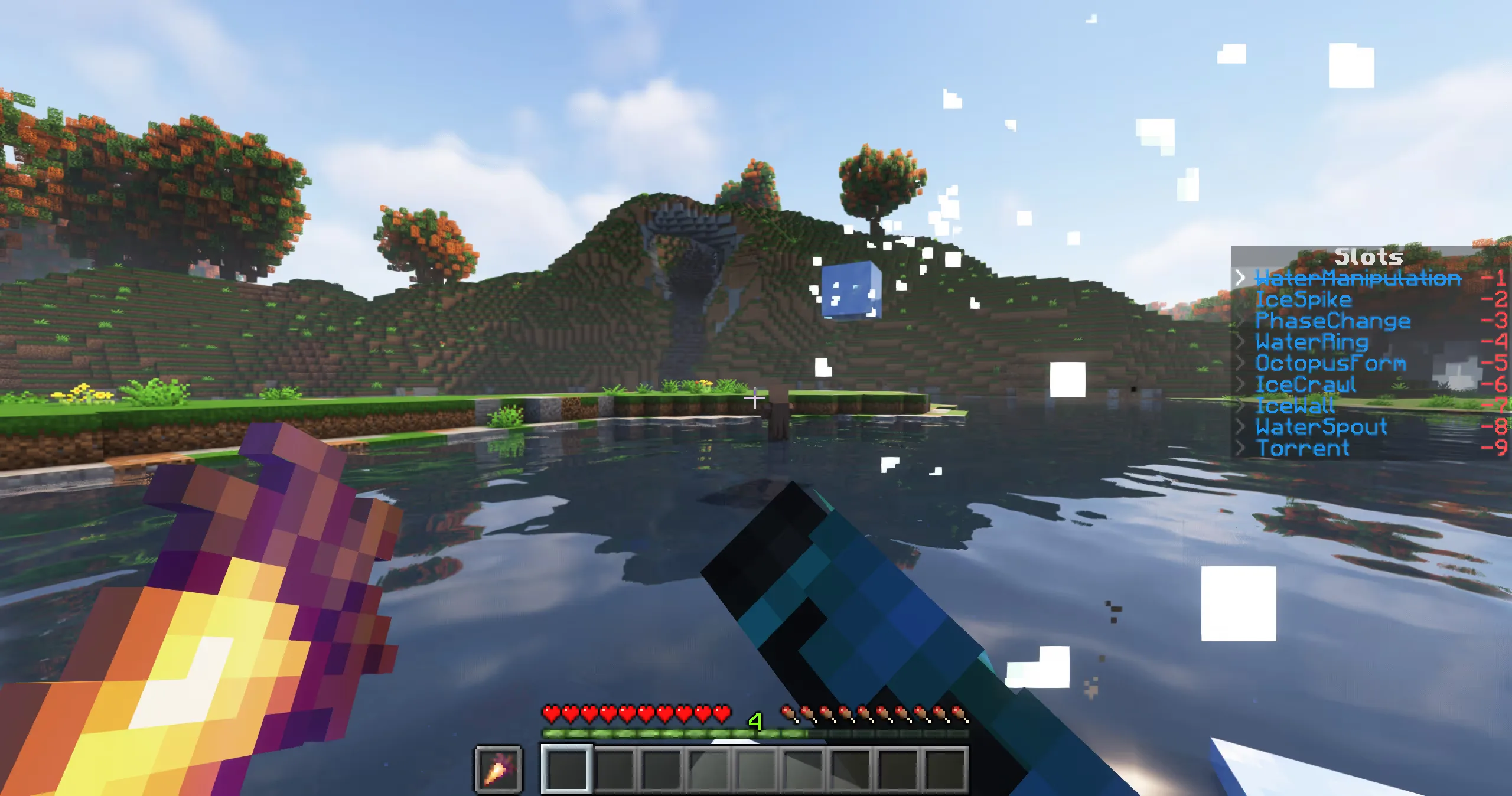 Маг воды использует способность WaterManipulation, замораживая лед в проекте Bending.