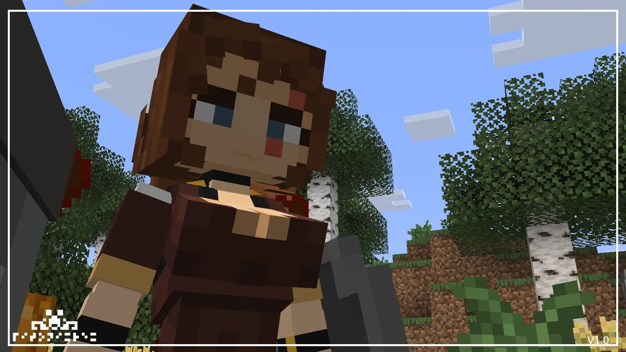 Скриншот персонажа Iron Girl в игре Minecraft.