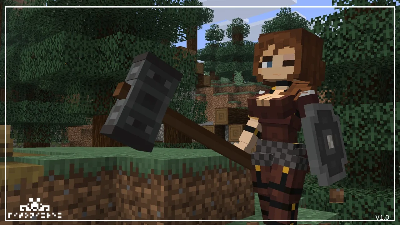 Скриншот игрового персонажа Iron Girl в Minecraft.