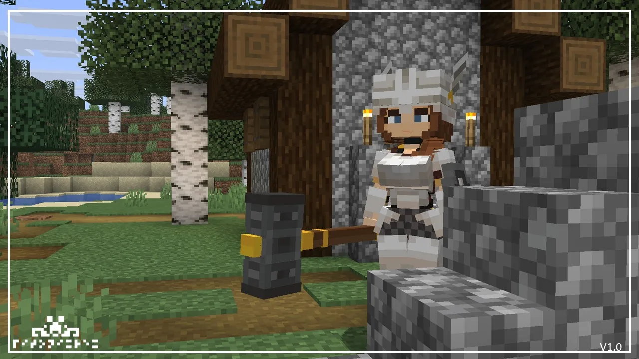 Скриншот персонажа Iron Girl в игровом мире Minecraft.