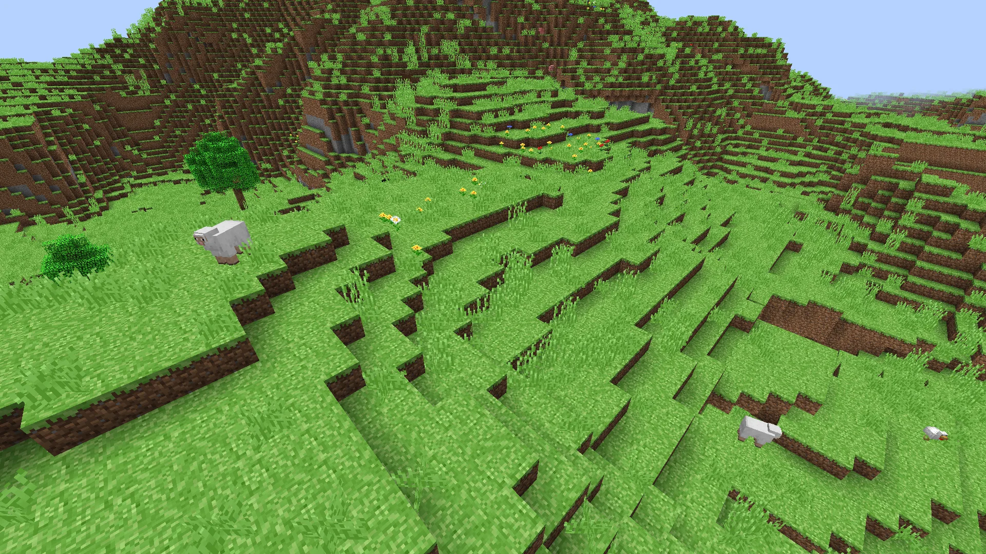 Холмистый ландшафт в стиле Minecraft из проекта Those Were The Good Days!.