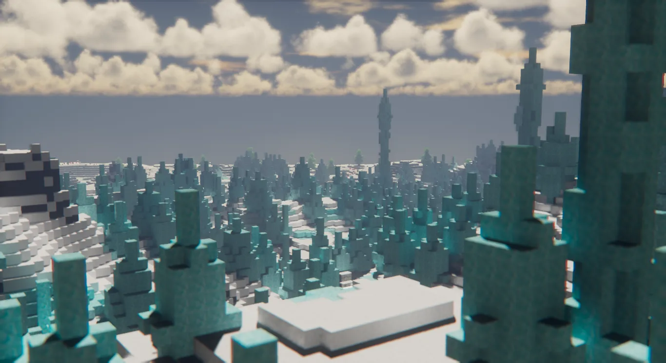 Ресурс-пак NRBR: реалистичные ледяные пики в Minecraft.