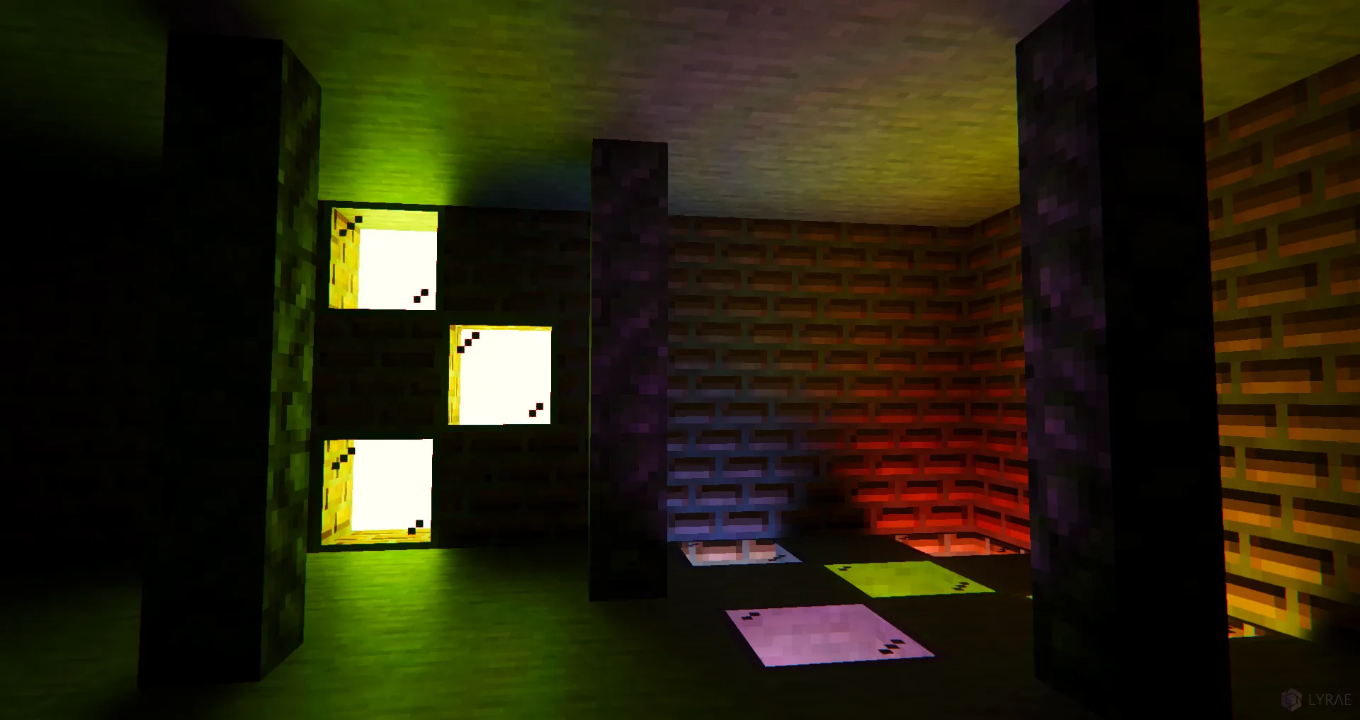 Colored light from stained glass in a closed room