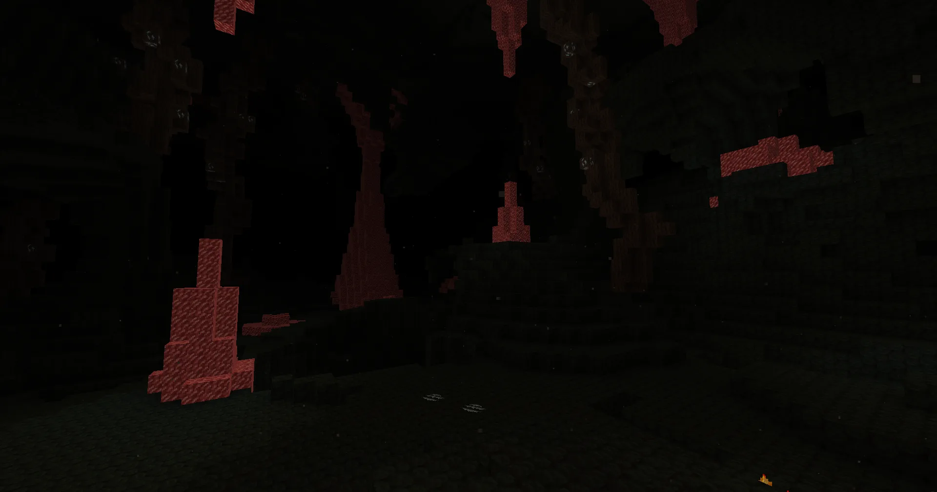 Вид на мрачный биом с приглушенным освещением в моде The Undergarden.