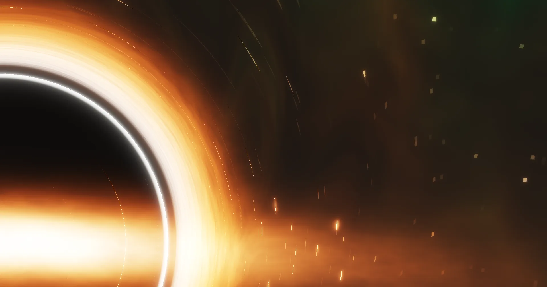 Эндерская черная дыра с вращающимся аккреционным диском и гравитационным линзированием.