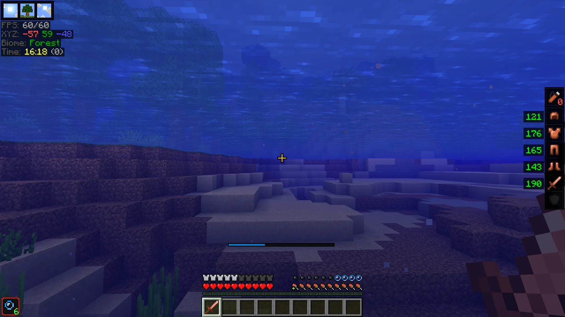 Шкала уровня кислорода из мода EssentialGUI.