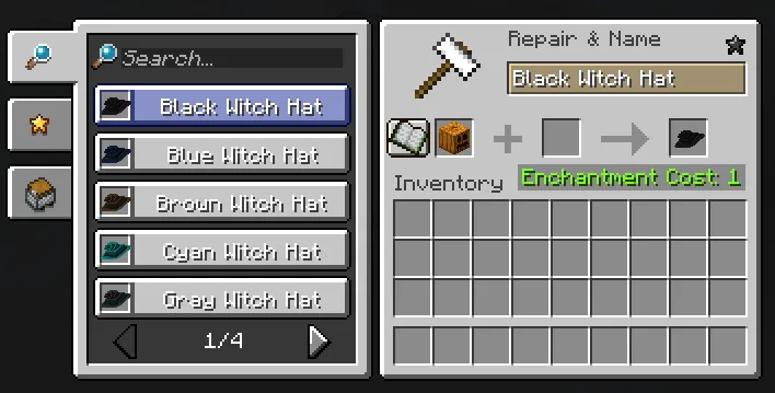 Переименование предметов в наковальне для Simple Witch Hat's через CITResewn