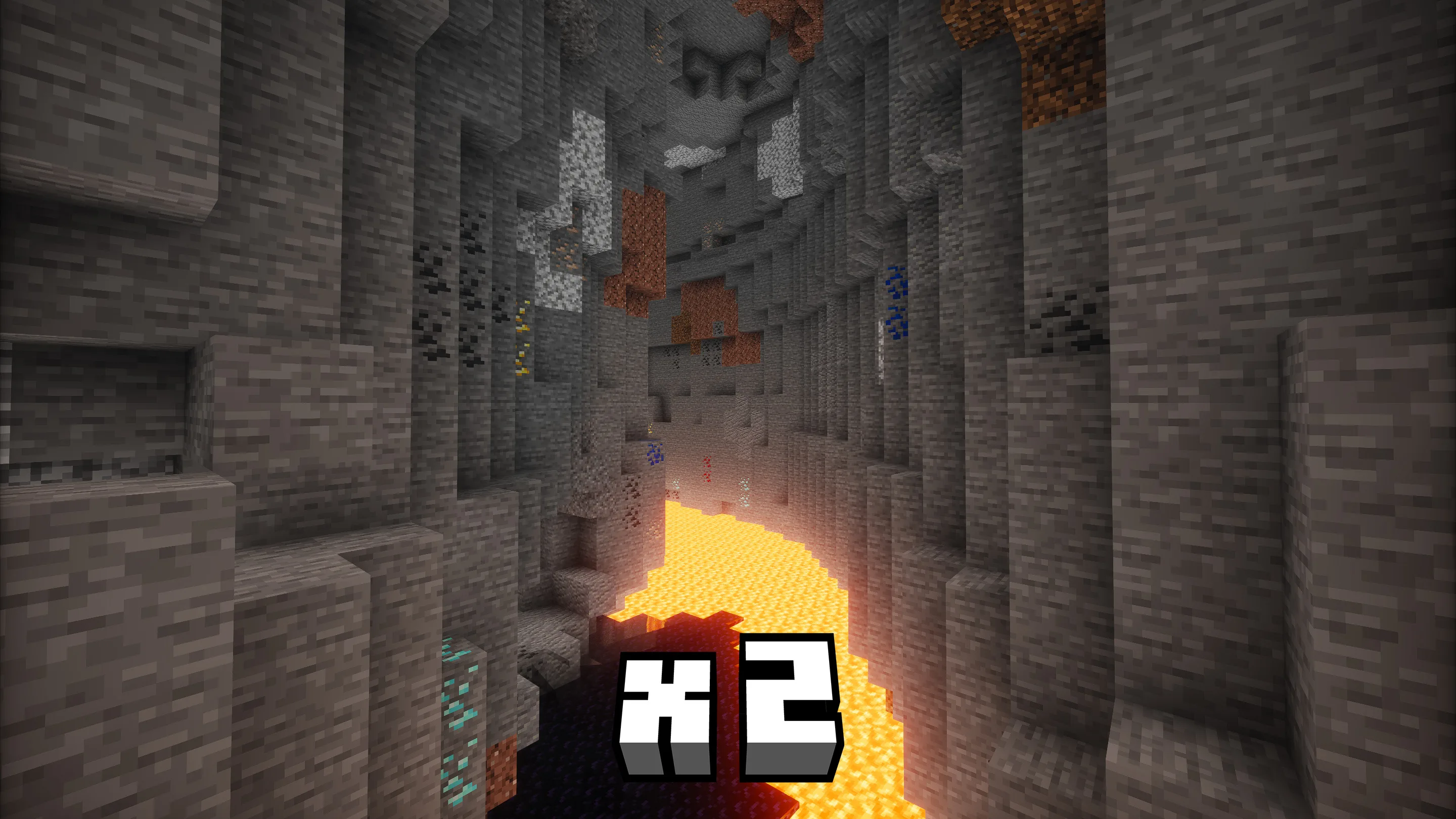 Генерация руд в каньоне с использованием датапака x2.