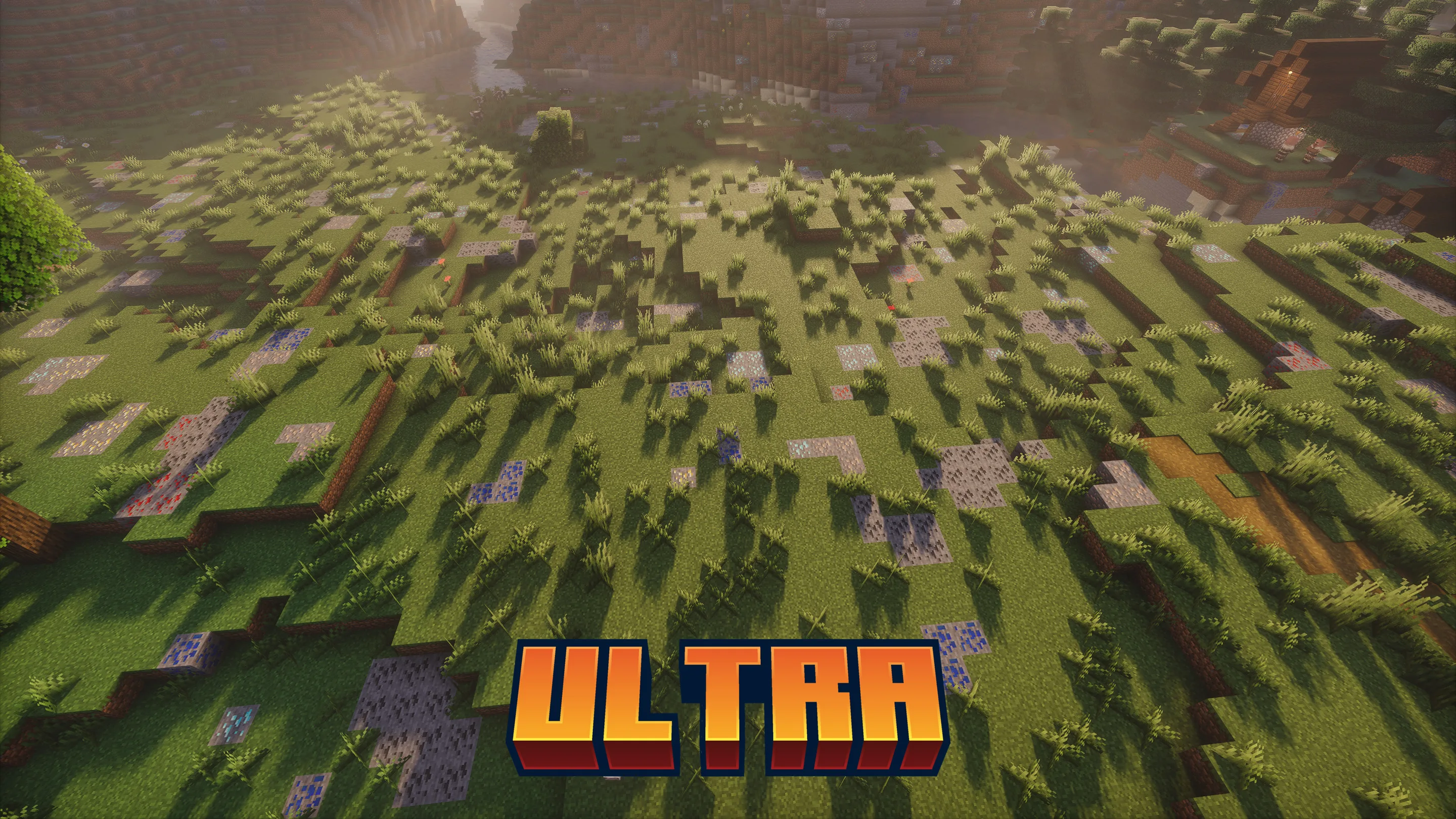 Генерация руд на поверхности с использованием датапака Ultra.