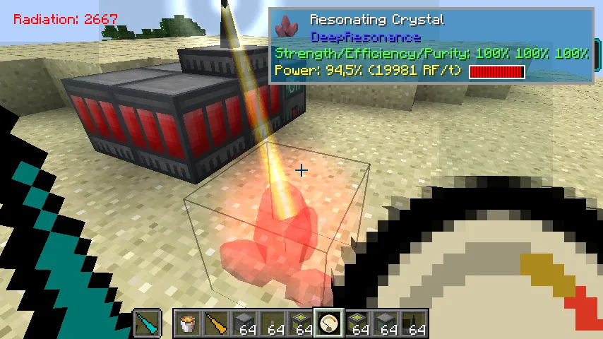 Интерфейс The One Probe с отображением информации о кристалле из мода Deep Resonance.