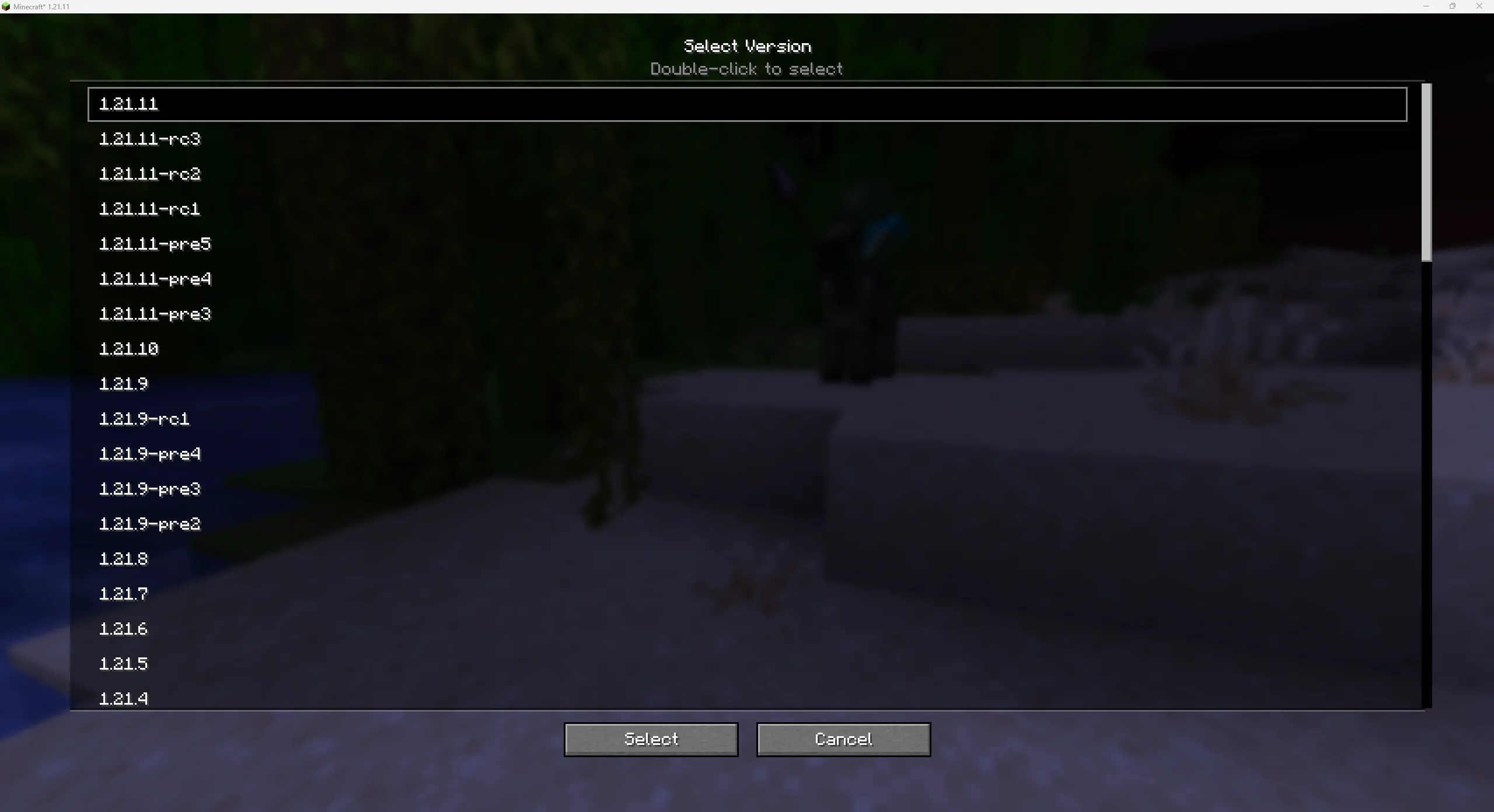 Выбор версии Minecraft в моде EmbeddedMC