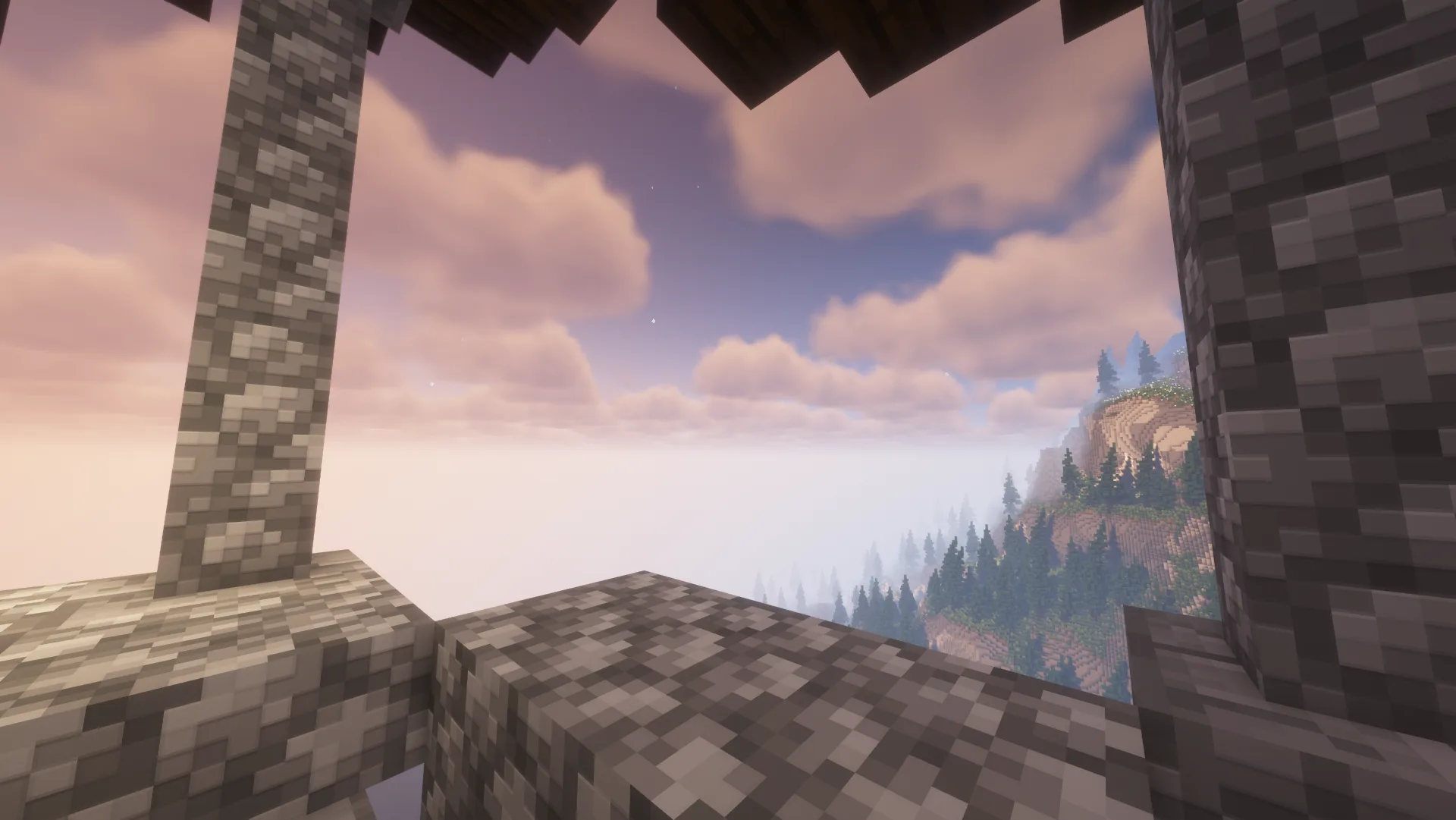 Замок на фоне леса с шейдерами Zayko.